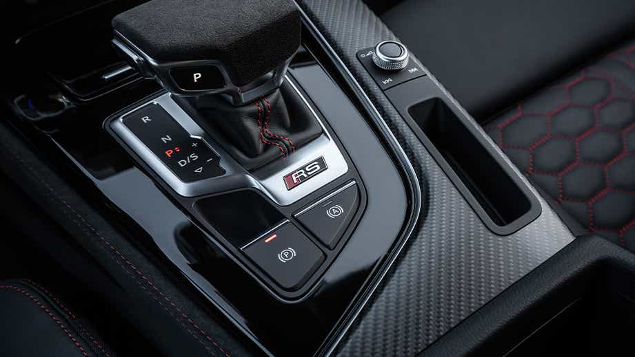 Gear selector close-up of a Naldo Grey Audi RS5