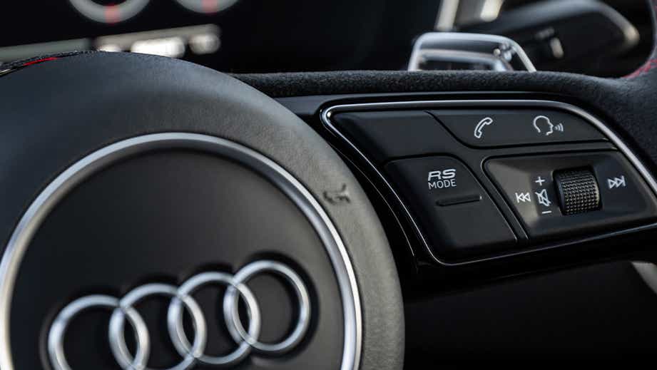Steering wheel controls of a Naldo Grey Audi RS5