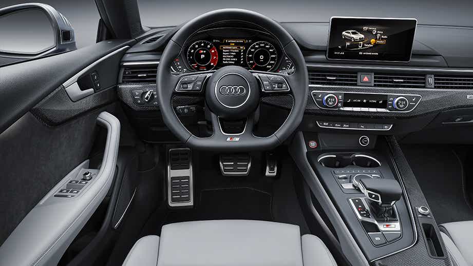interior dashboard of an Audi S5 Sportback