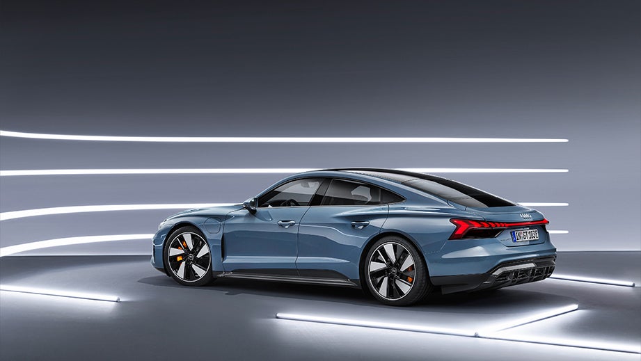 rear three-quarter of an Audi e-tron GT