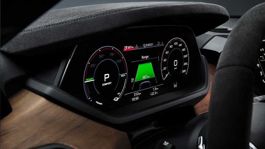 digital instrument cluster of an Audi e-tron GT
