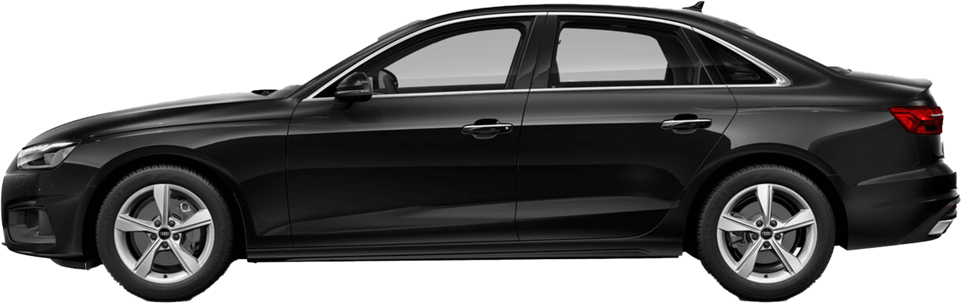 side view of a Mythos Black Metallic Audi A4