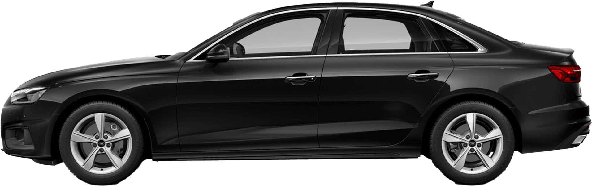 side view of a Mythos Black Metallic Audi A4