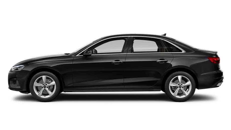 side view of a Mythos Black Metallic Audi A4