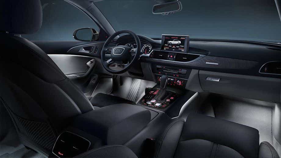 Interior dashboard view of an Audi A6