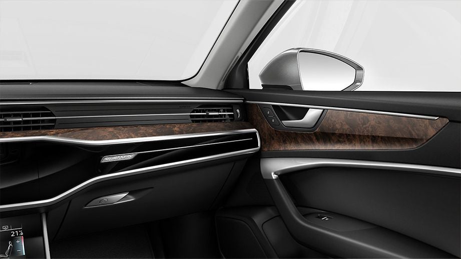 Interior dashboard and passenger door view of an Audi A6