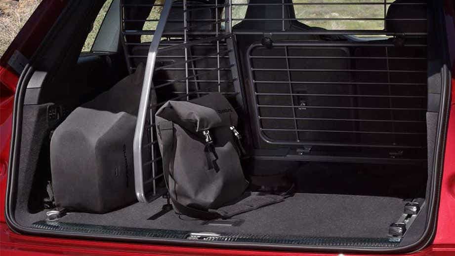 Cargo area of an Audi Q7 2022-2023 with luggage barrier