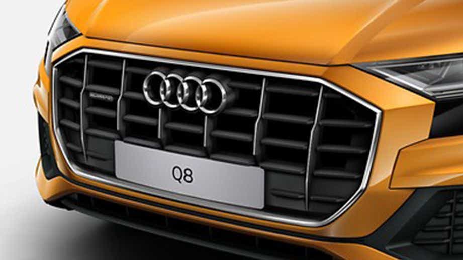 front grille close-up of an Audi Q8 2020-2023