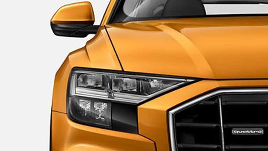front headlight and grille of an Audi Q8 2020-2023