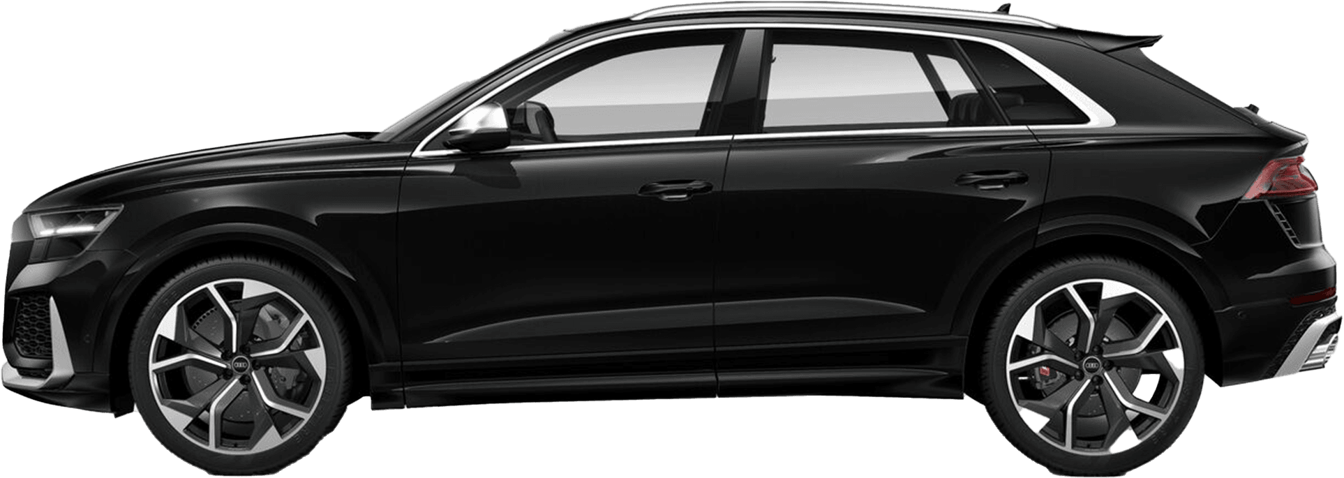 side view of a Mythos Black Metallic Audi RS Q8