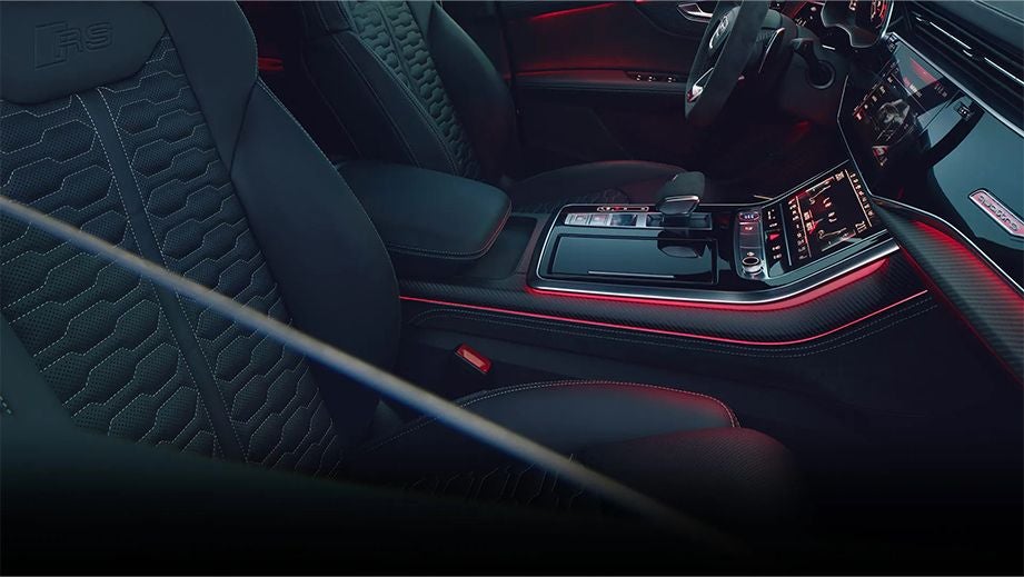 interior dashboard and front seats of an Audi RS Q8