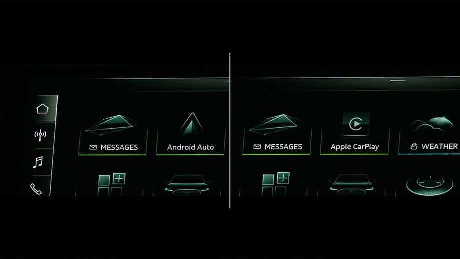 infotainment screen interface of an Audi e-tron