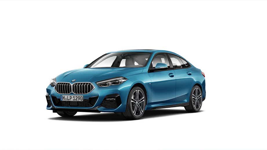 front three-quarter view of a Snapper Rock Blue Metallic BMW 2 Series