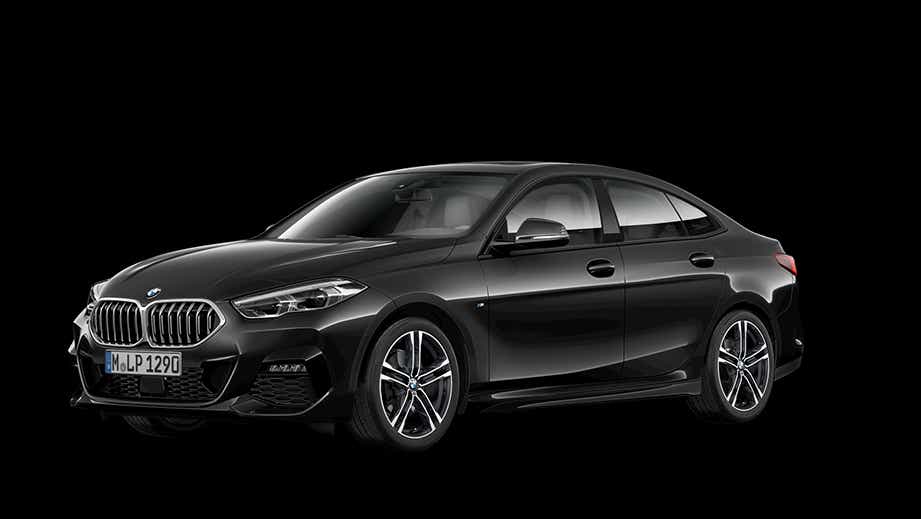 front three-quarter view of a Black Sapphire Metallic BMW 2 Series