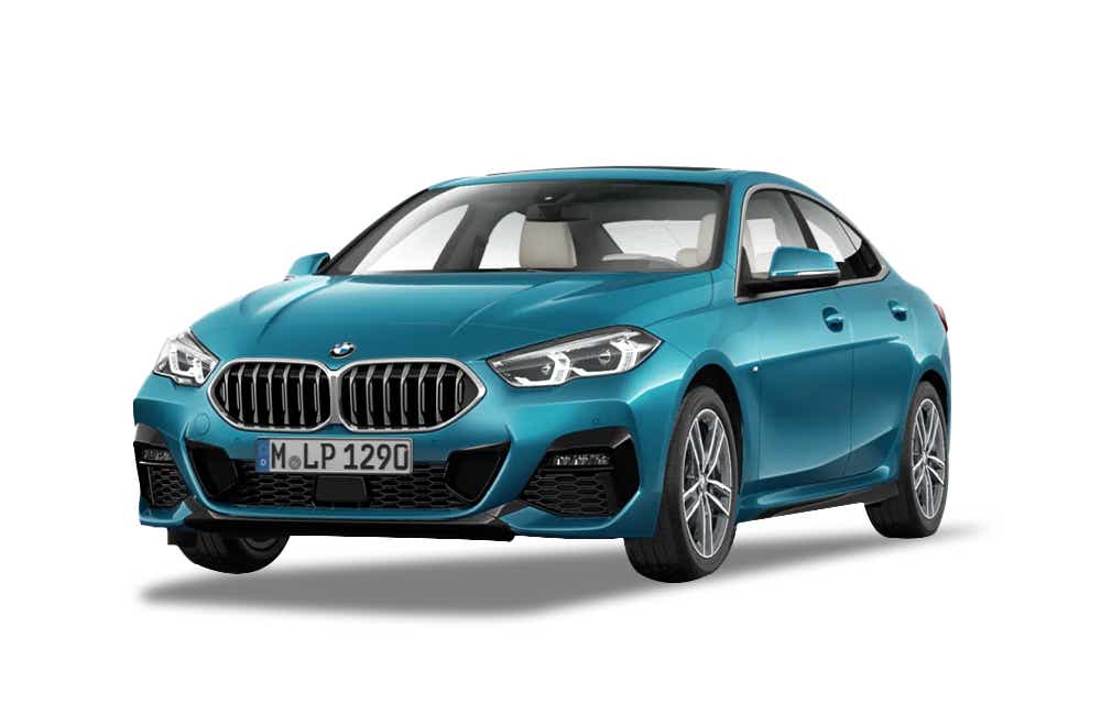 Front three-quarter view of a Snapper Rock Blue Metallic BMW 2 Series