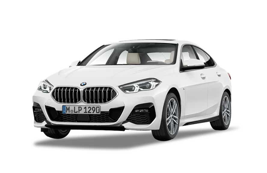 front three-quarter view of a Alpine White BMW 2 Series