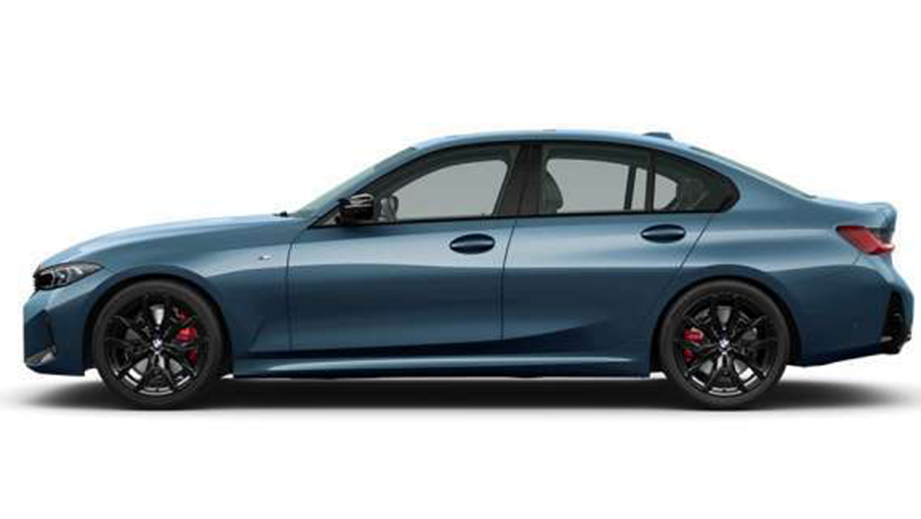 side view of a Arctic Race Blue Metallic BMW 3 Series