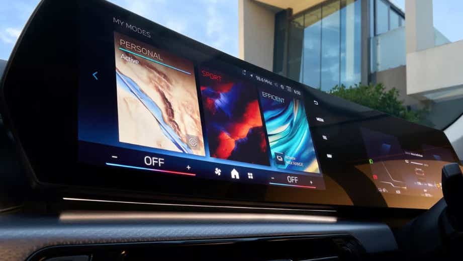 dashboard screen display of a BMW iX1