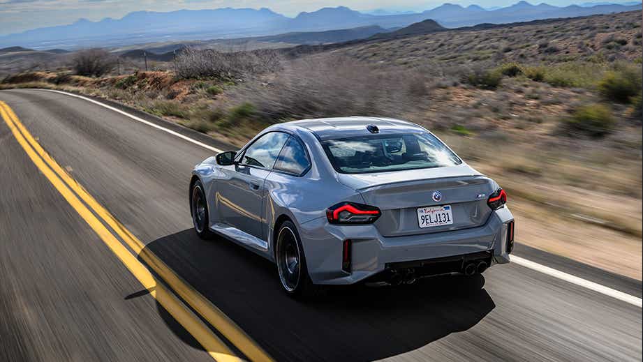 rear three-quarter view of a BMW M2