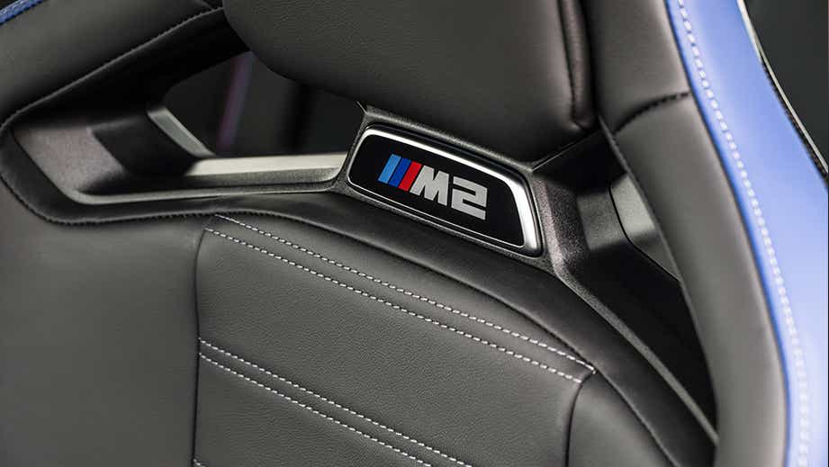 close-up of a seat detail in a BMW M2