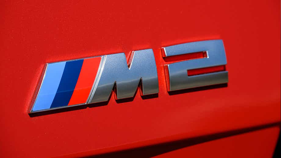 M2 badge close-up of a BMW M2