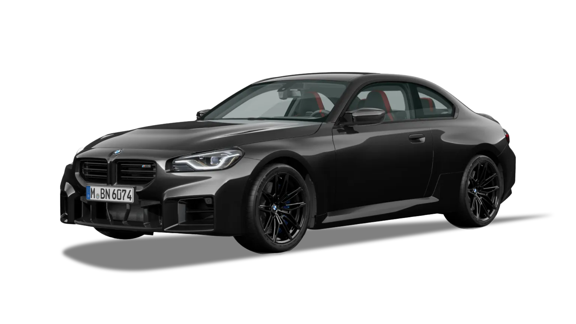 front three-quarter of a Black Sapphire BMW M2