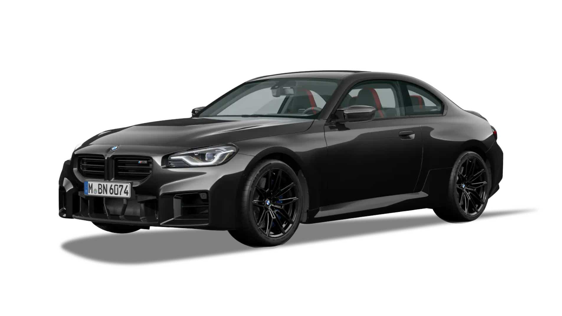 front three-quarter of a Black Sapphire BMW M2