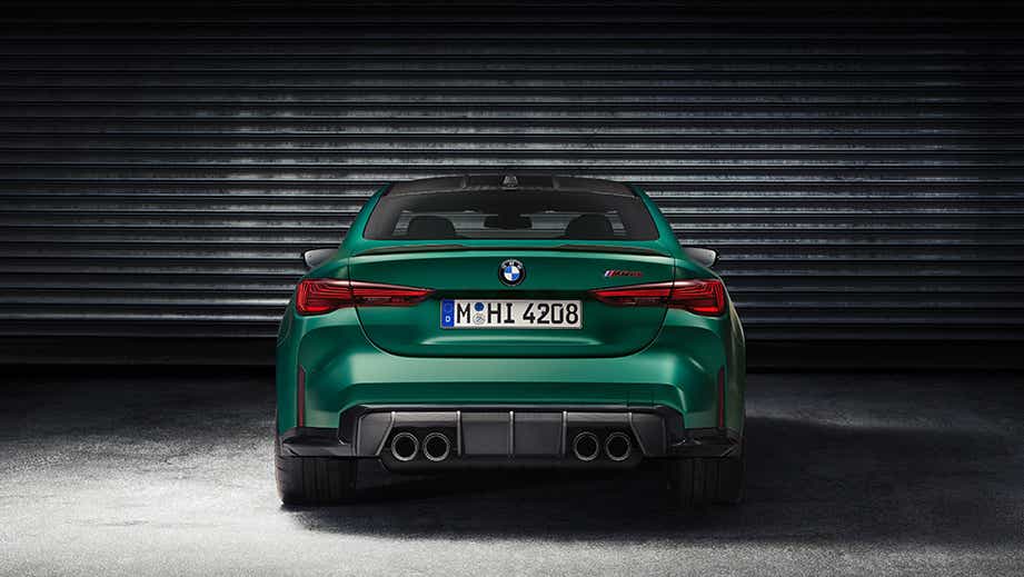 Rear view of a BMW M4 Competition