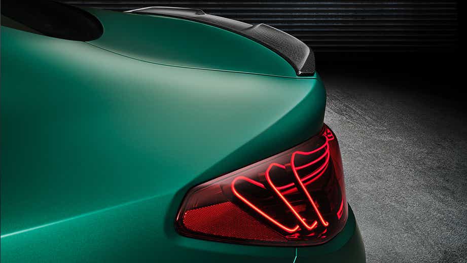 rear tail light close-up of a BMW M4 Competition