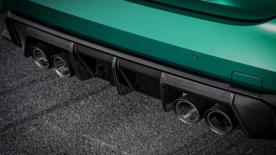 rear diffuser and exhaust view of a BMW M4 Competition