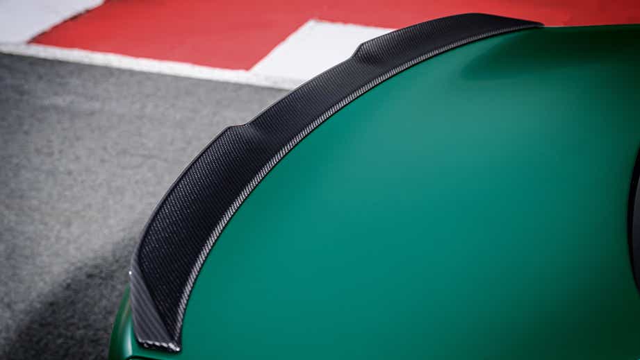 rear spoiler close-up of a BMW M4 Competition