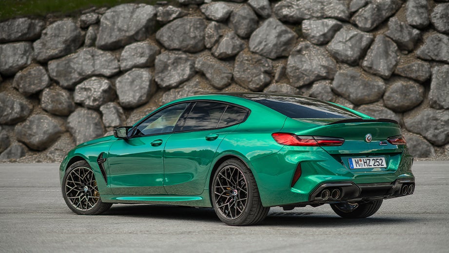rear three-quarter of a BMW M8 Coupe Competition