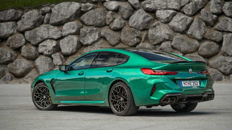 rear three-quarter of a BMW M8 Coupe Competition