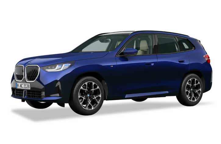 front three-quarter view of a Bmw Individual Tanzanite Blue BMW X3