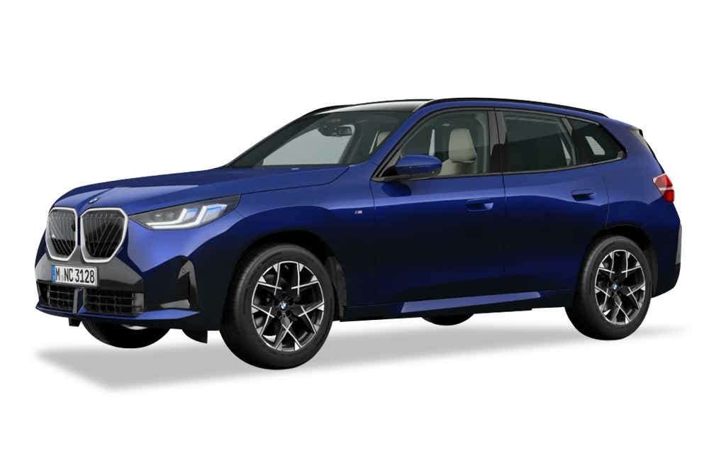 front three-quarter view of a Bmw Individual Tanzanite Blue BMW X3