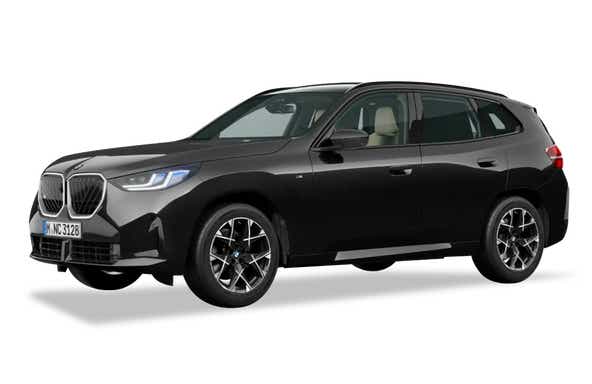 front three-quarter view of a Black Sapphire Metallic BMW X3