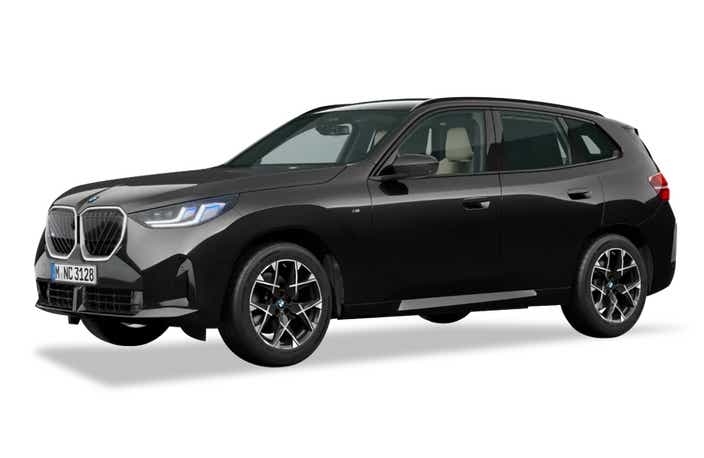 front three-quarter view of a Black Sapphire Metallic BMW X3