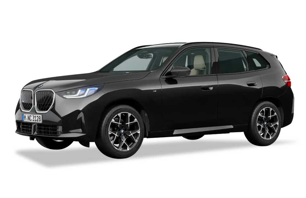 front three-quarter view of a Black Sapphire Metallic BMW X3