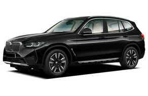 front three-quarter of a Black Sapphire BMW X3 2023-2024
