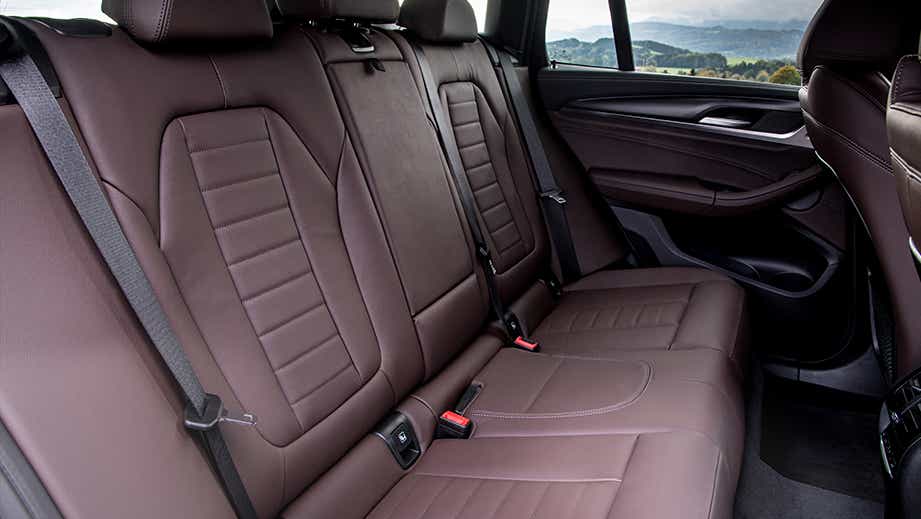 rear seat view of a BMW X3 2023-2024