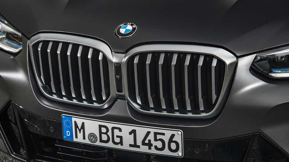 front grille close-up of a BMW X3 2023-2024