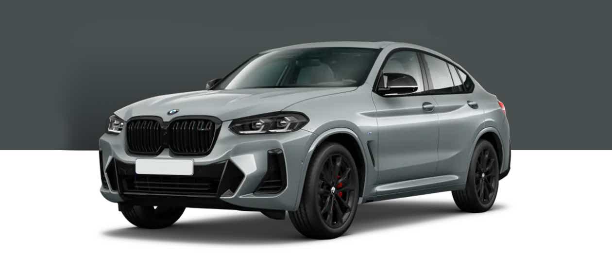 front three-quarter view of a M Brooklyn Grey Metalllic BMW x4