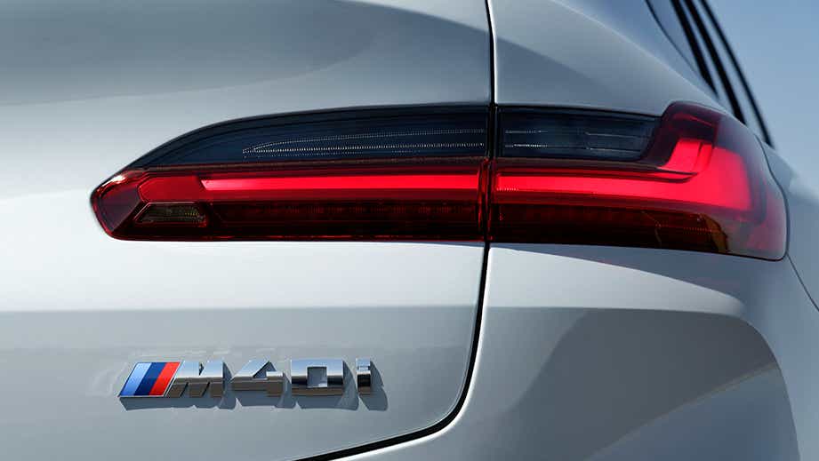 Rear taillight and badge of a BMW x4 M40i