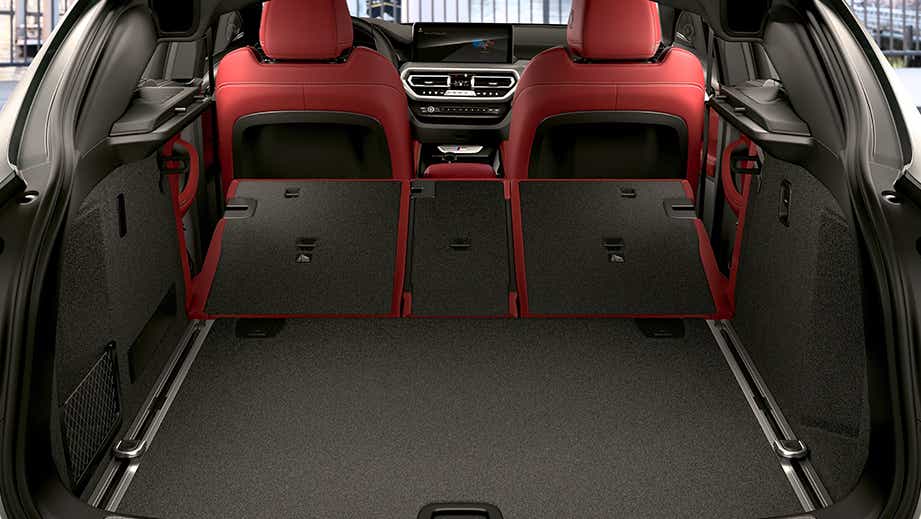 cargo area view of a BMW x4 with rear seats folded