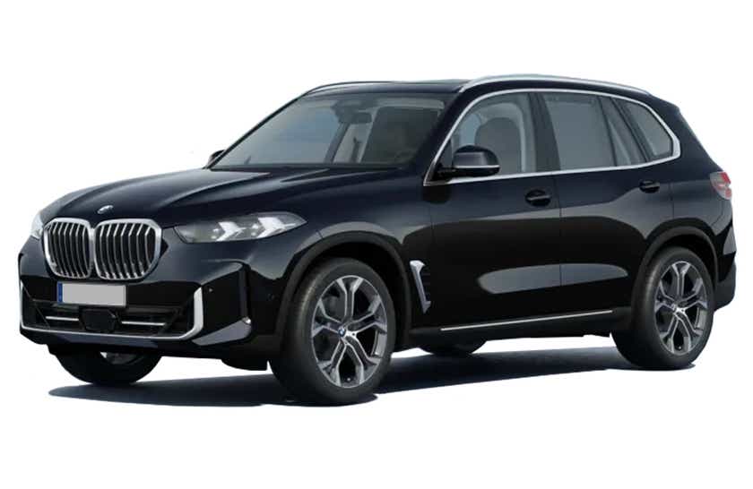 front three-quarter view of a Black Sapphire Metallic BMW X5