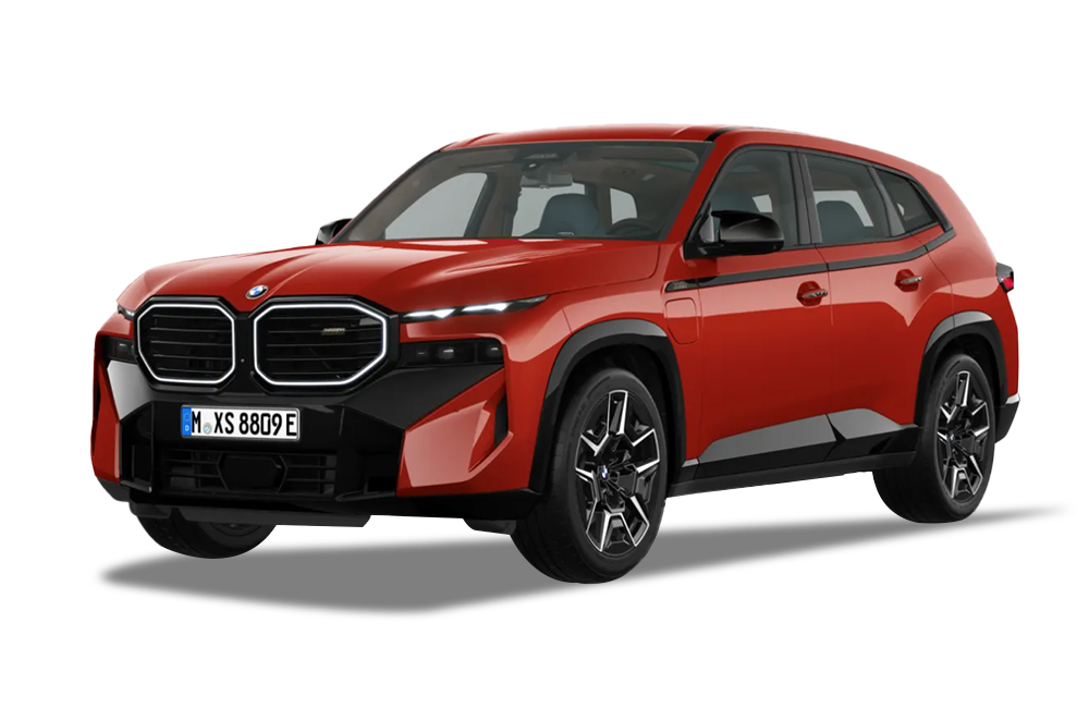 front three-quarter view of a Toronto Red Metallic BMW XM