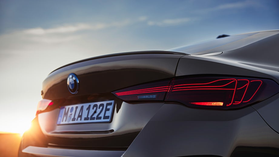 Rear view of a Black Sapphire BMW i4