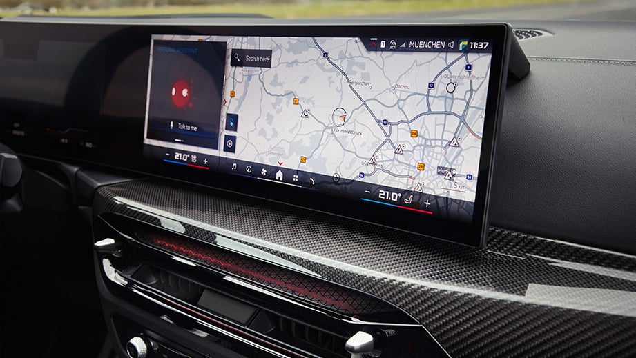 interior dashboard of a Black Sapphire BMW i4