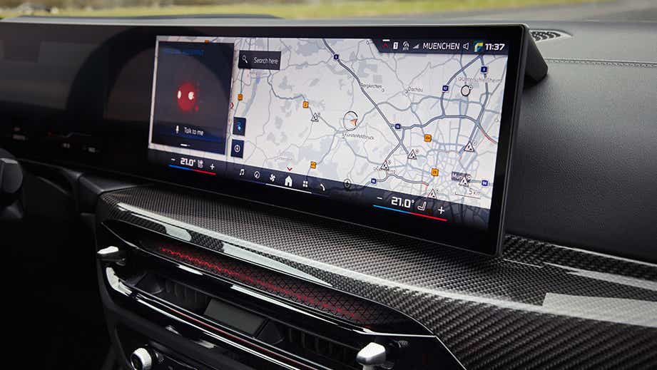 interior dashboard of a Black Sapphire BMW i4