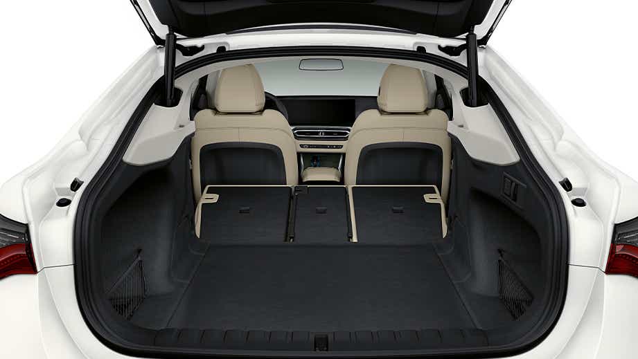 boot space and rear seats view of a BMW i4